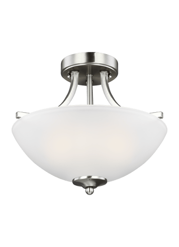 Geary Small Two Light Semi-Flush Convertible Pendant - Brushed Nickel Ceiling Sea Gull Lighting 