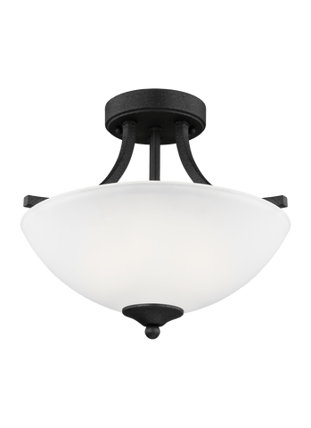 Geary Small Two Light Semi-Flush Convertible LED Pendant - Blacksmith Ceiling Sea Gull Lighting 