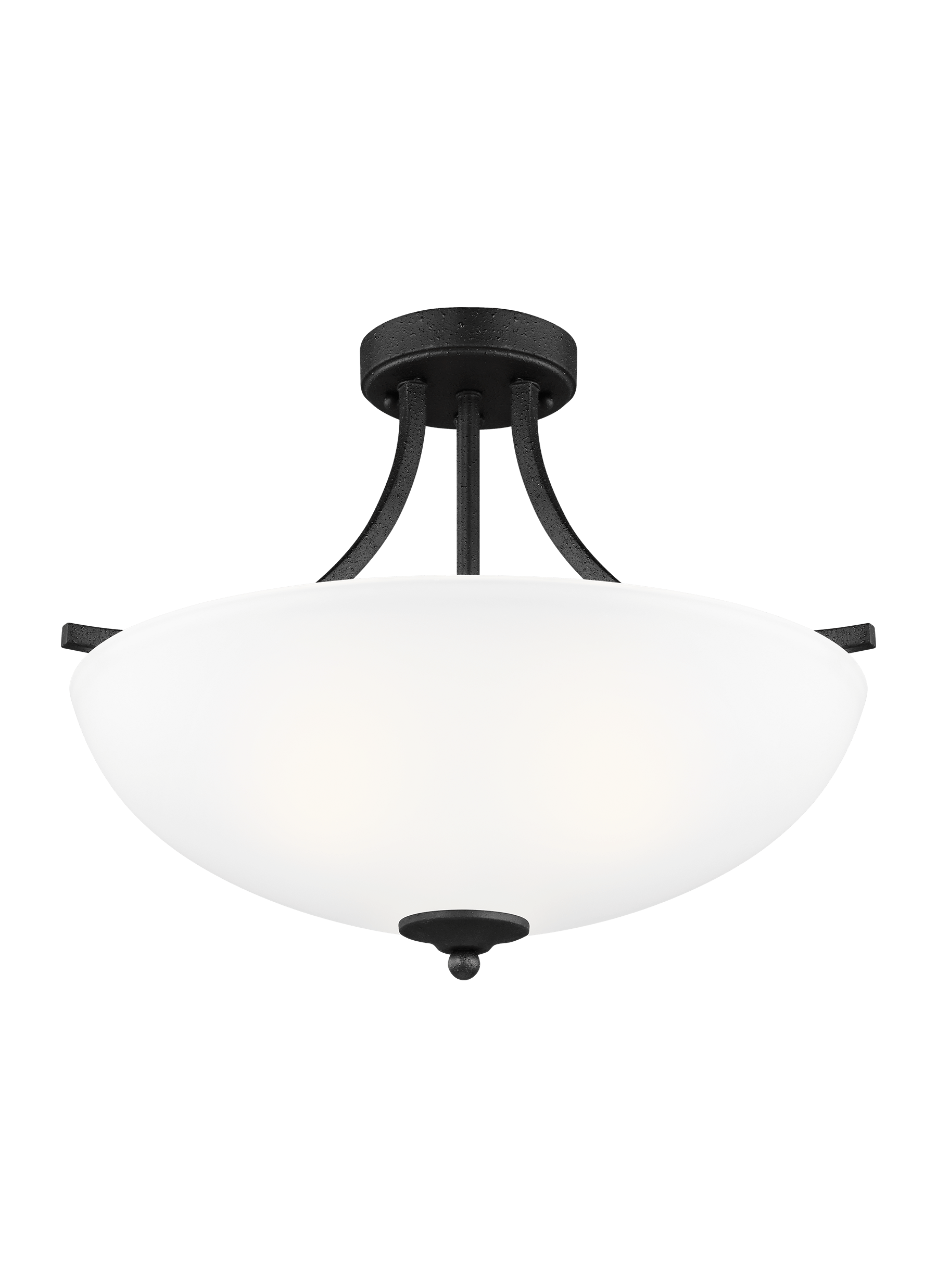 Geary Medium Three Light Semi-Flush Convertible Pendant - Blacksmith Ceiling Sea Gull Lighting 