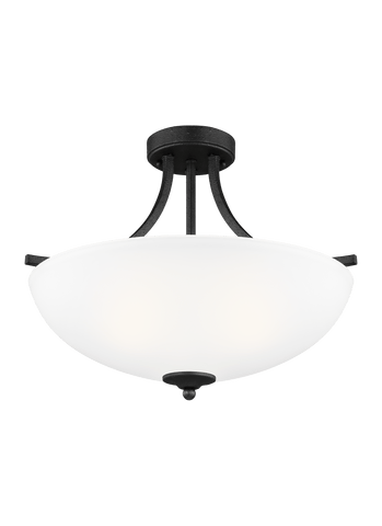 Geary Medium Three Light Semi-Flush Convertible Pendant - Blacksmith Ceiling Sea Gull Lighting 