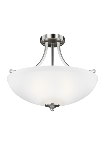 Geary Medium Three Light Semi-Flush Convertible Pendant - Brushed Nickel Ceiling Sea Gull Lighting 