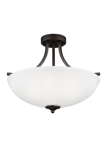 Geary Medium Three Light Semi-Flush Convertible LED Pendant - Burnt Sienna Ceiling Sea Gull Lighting 