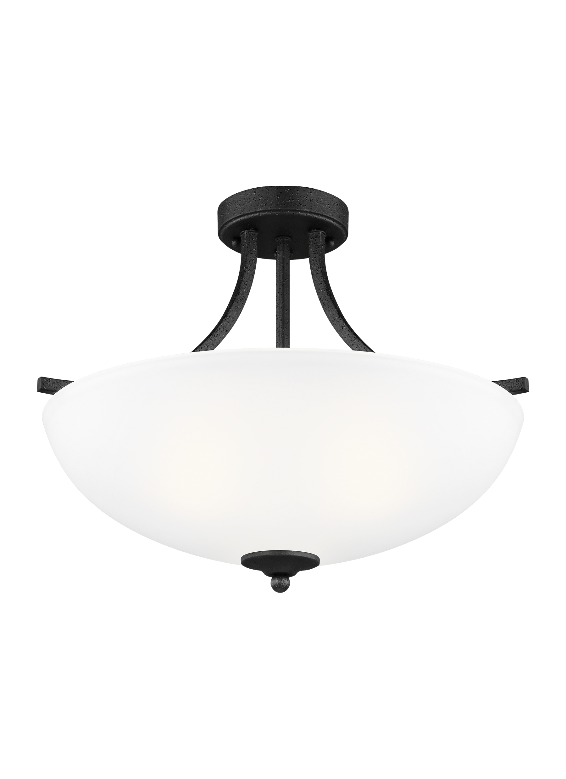 Geary Medium Three Light Semi-Flush Convertible LED Pendant - Blacksmith Ceiling Sea Gull Lighting 