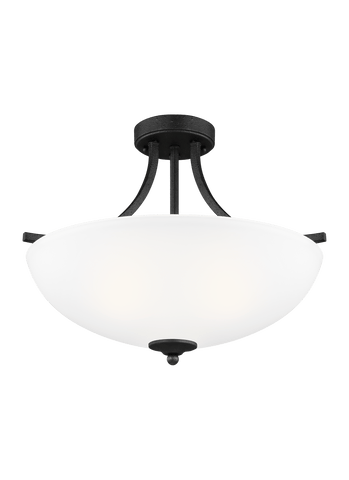 Geary Medium Three Light Semi-Flush Convertible LED Pendant - Blacksmith Ceiling Sea Gull Lighting 