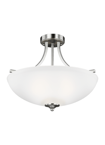 Geary Medium Three Light Semi-Flush Convertible LED Pendant - Brushed Nickel Ceiling Sea Gull Lighting 