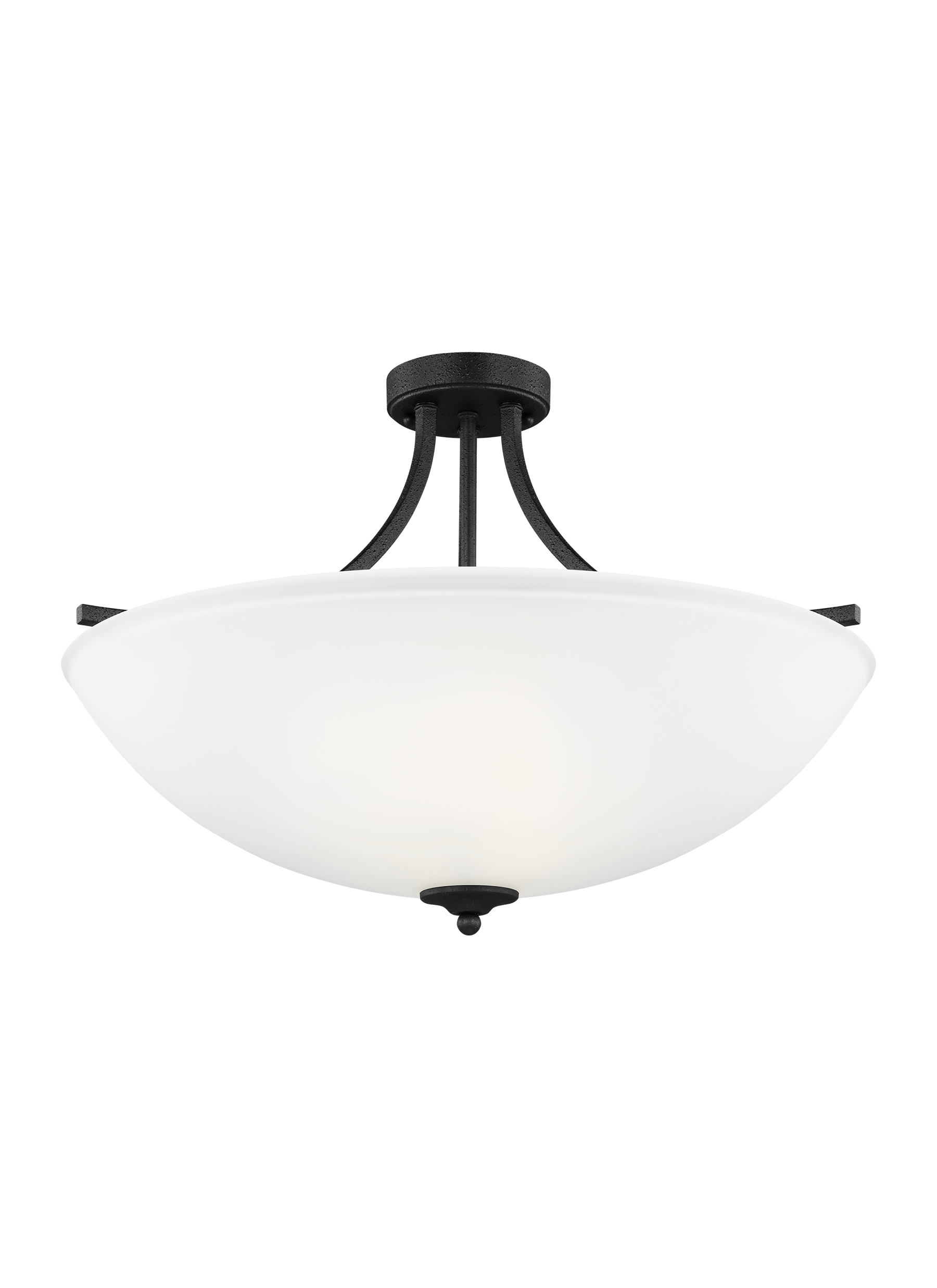 Geary Large Four Light Semi-Flush Convertible LED Pendant - Blacksmith Ceiling Sea Gull Lighting 