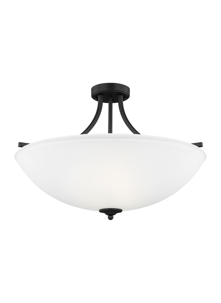 Geary Large Four Light Semi-Flush Convertible LED Pendant - Blacksmith Ceiling Sea Gull Lighting 