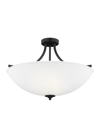 Geary Large Four Light Semi-Flush Convertible LED Pendant - Blacksmith Ceiling Sea Gull Lighting 