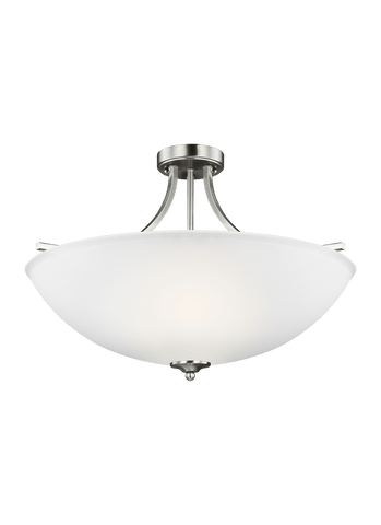 Geary Large Four Light Semi-Flush Convertible LED Pendant - Brushed Nickel Ceiling Sea Gull Lighting 