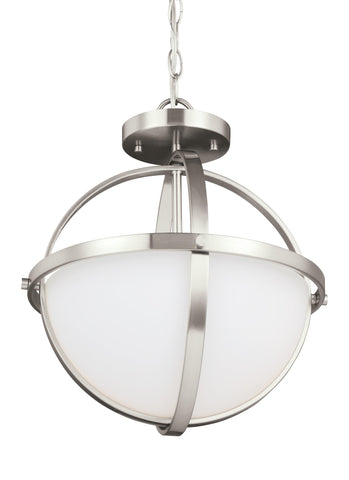 Alturas Two Light Semi-Flush Convertible LED Pendant - Brushed Nickel Ceiling Sea Gull Lighting 