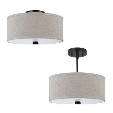 Two Light Flush / Semi-Flush Convertible - Burnt Sienna CEILING Sea Gull Lighting 