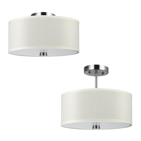 Two Light Flush / Semi-Flush Convertible - Brushed Nickel Ceiling Sea Gull Lighting 