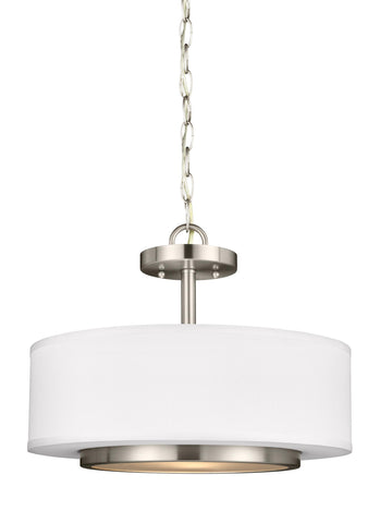 Nance Two Light Semi-Flush Convertible Pendant - Brushed Nickel Ceiling Sea Gull Lighting 