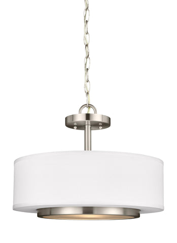 Nance Two Light Semi-Flush Convertible LED Pendant - Brushed Nickel Ceiling Sea Gull Lighting 