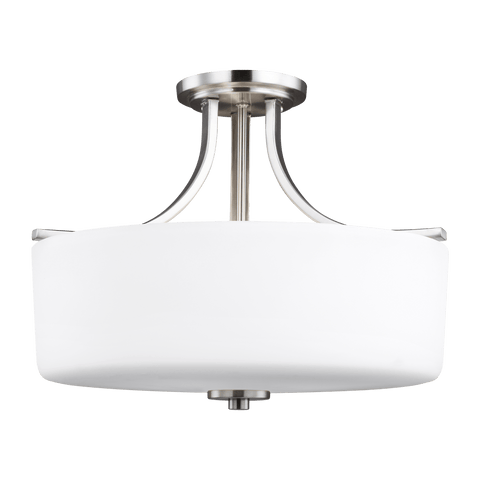 Canfield Three Light Semi-Flush Mount - Brushed Nickel Ceiling Sea Gull Lighting 