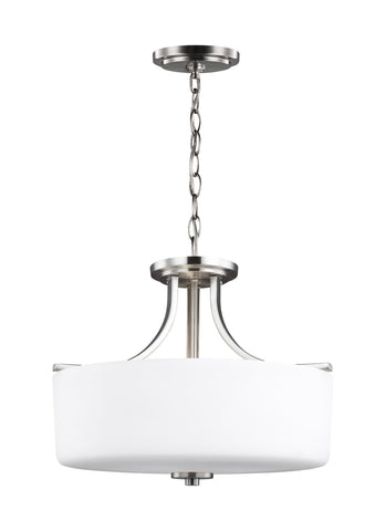 Canfield Three Light Semi-LED Flush Mount - Brushed Nickel Ceiling Sea Gull Lighting 