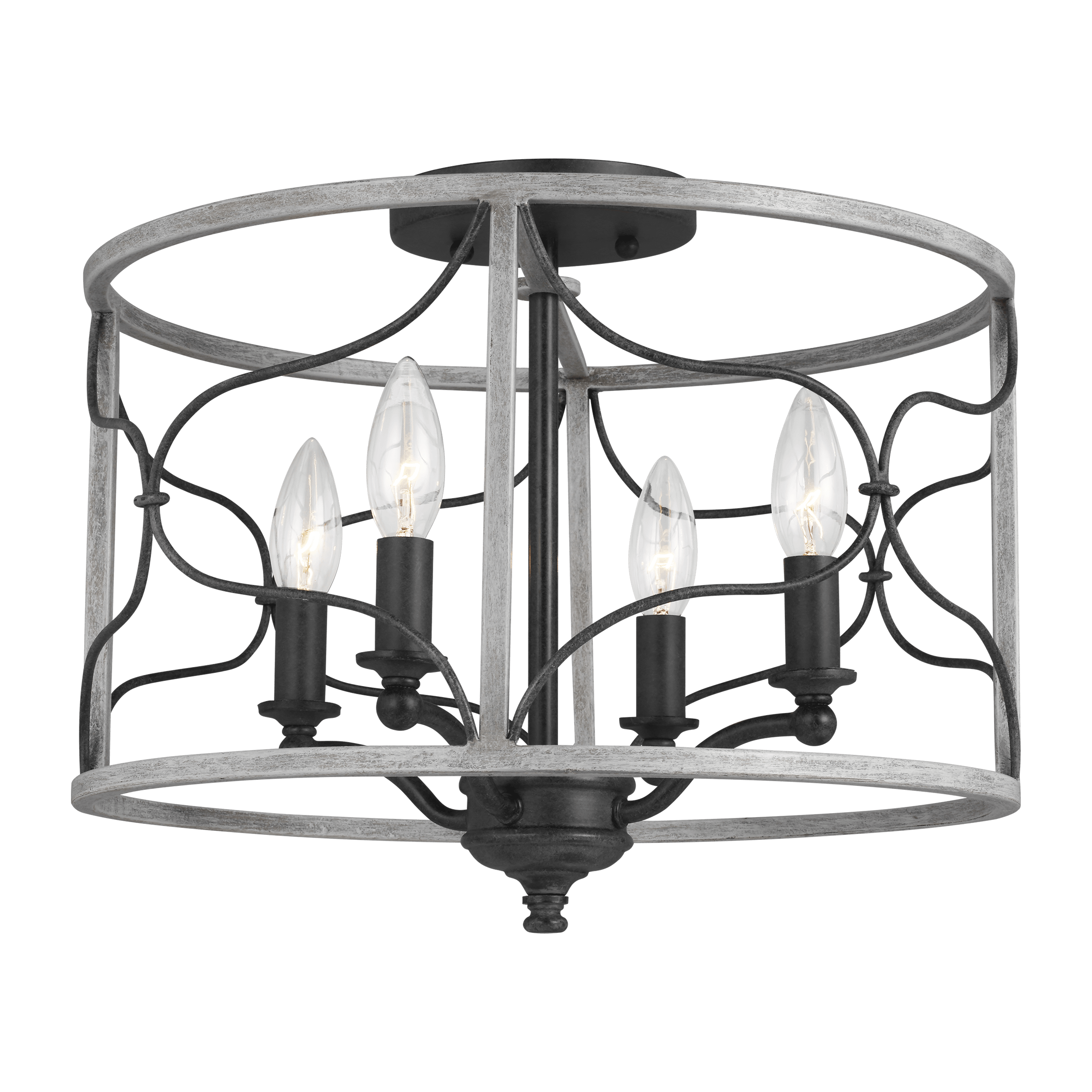 Carra Four Light Semi-LED Flush Mount - White Wash / Weathered Zinc Ceiling Sea Gull Lighting 