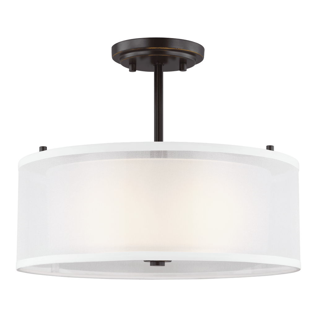 Elmwood Park Two Light Semi-Flush Mount - Heirloom Bronze Ceiling Sea Gull Lighting 