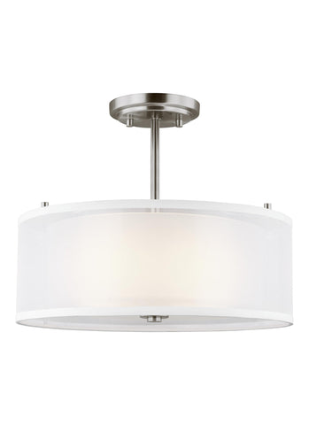 Elmwood Park Two Light Semi-Flush Mount - Brushed Nickel Ceiling Sea Gull Lighting 