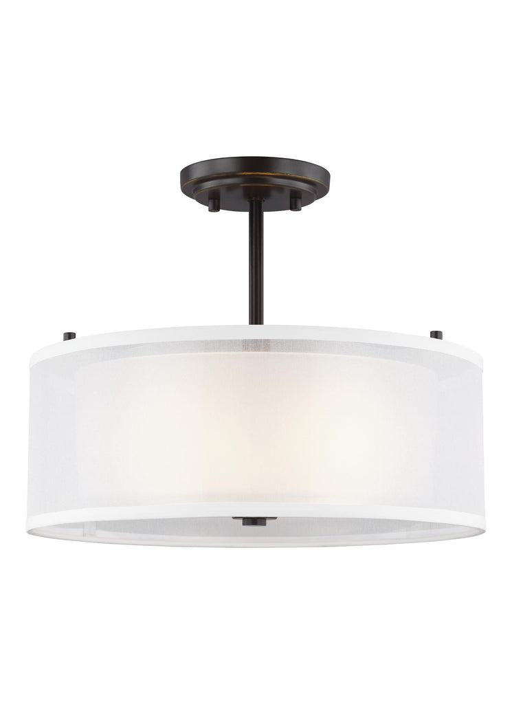 Elmwood Park Two Light Semi-LED Flush Mount - Heirloom Bronze Ceiling Sea Gull Lighting 