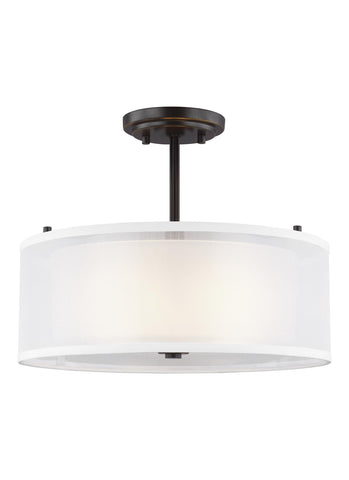 Elmwood Park Two Light Semi-LED Flush Mount - Heirloom Bronze Ceiling Sea Gull Lighting 