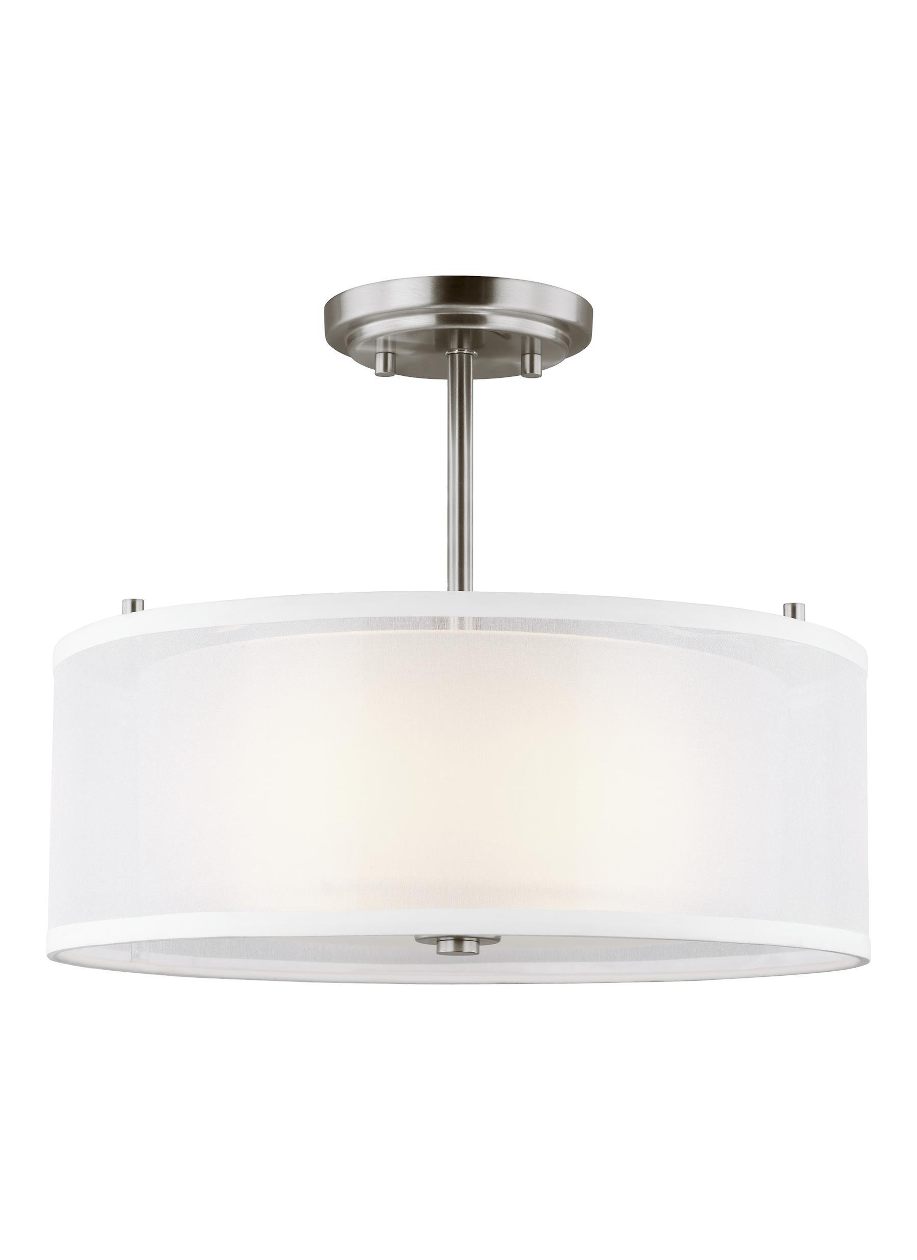 Elmwood Park Two Light Semi-LED Flush Mount - Brushed Nickel Ceiling Sea Gull Lighting 