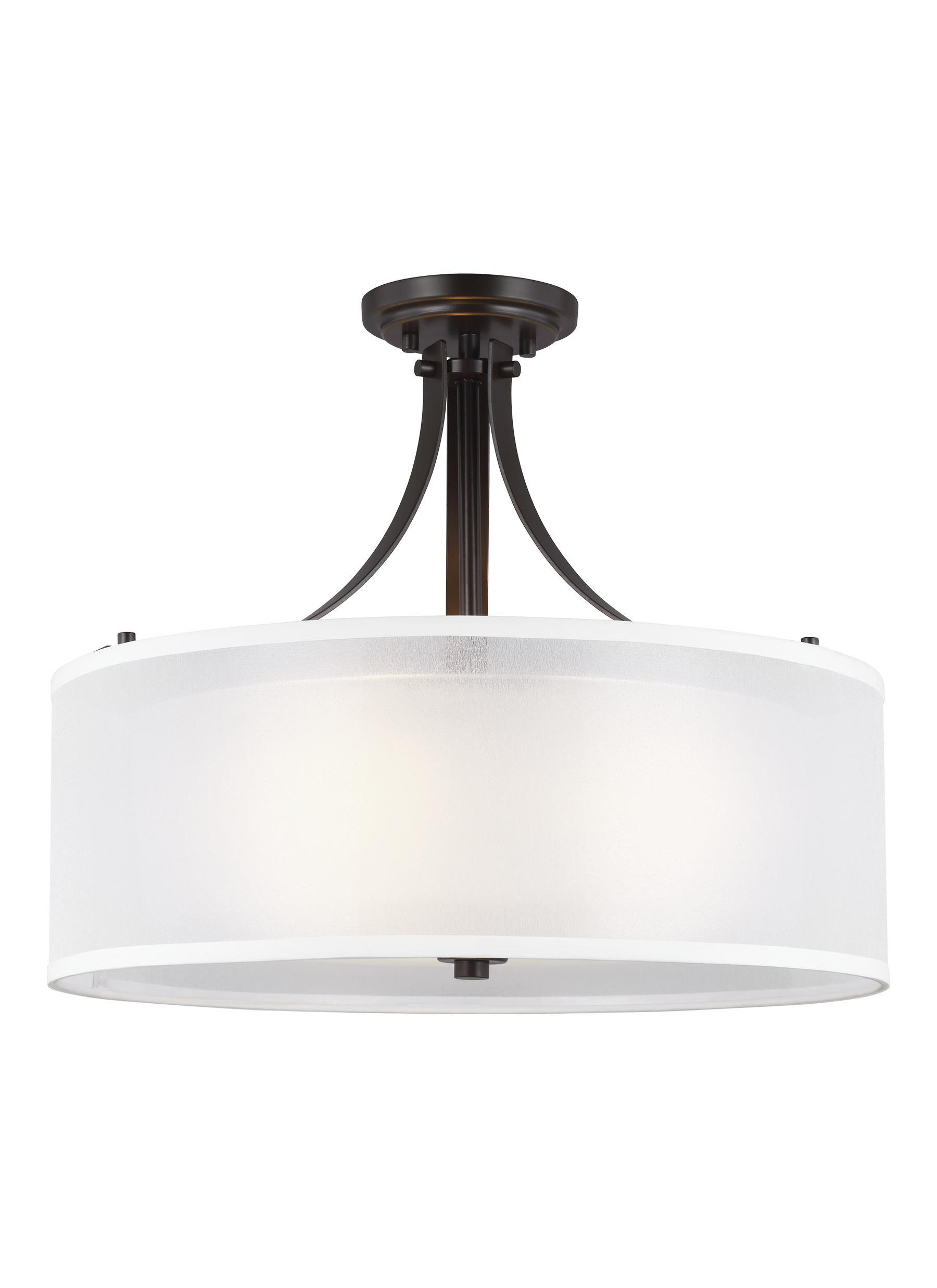 Elmwood Park Three Light Semi-Flush Mount - Heirloom Bronze Ceiling Sea Gull Lighting 