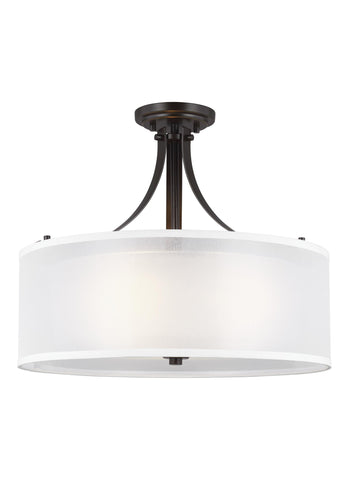 Elmwood Park Three Light Semi-Flush Mount - Heirloom Bronze Ceiling Sea Gull Lighting 