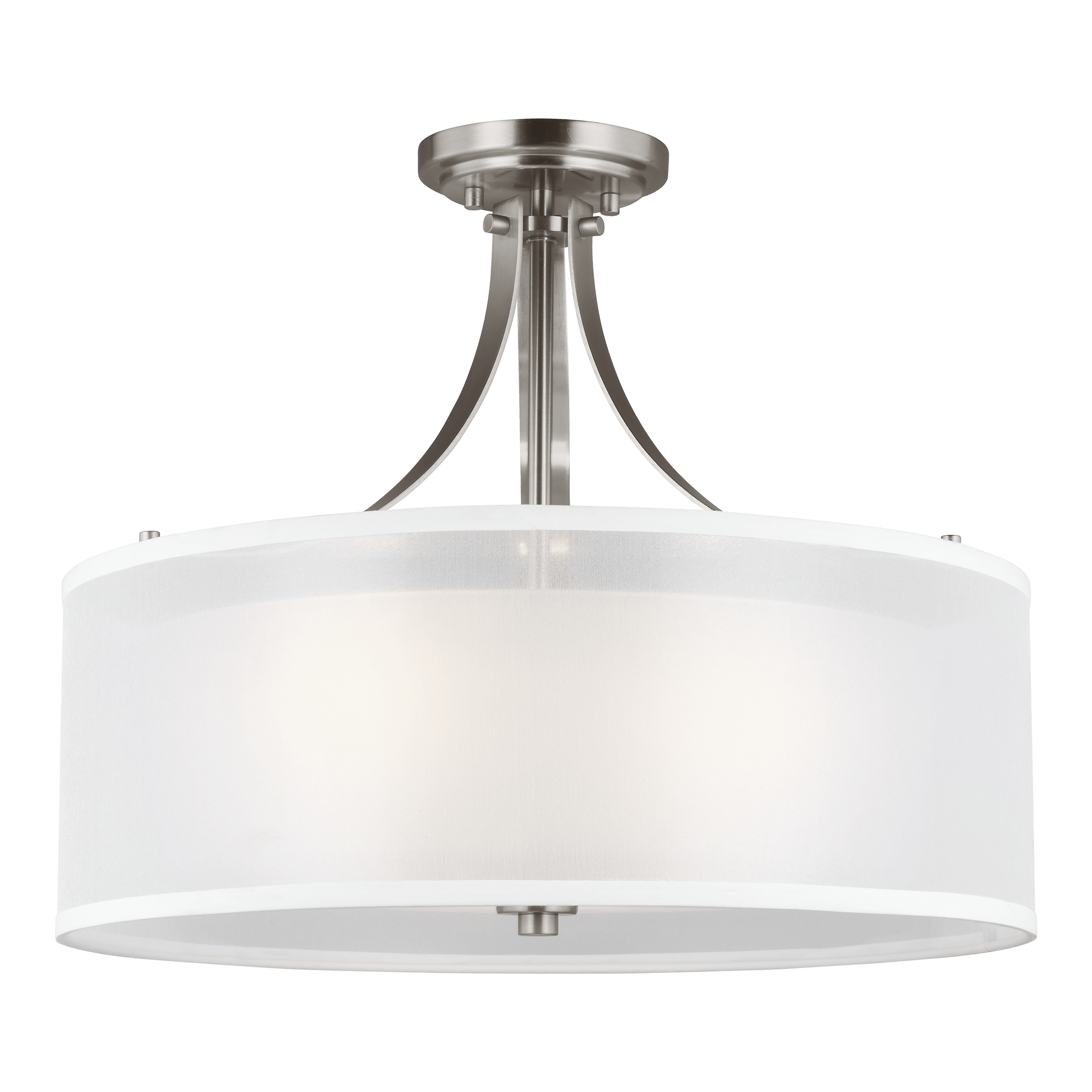 Elmwood Park Three Light Semi-Flush Mount - Brushed Nickel Ceiling Sea Gull Lighting 