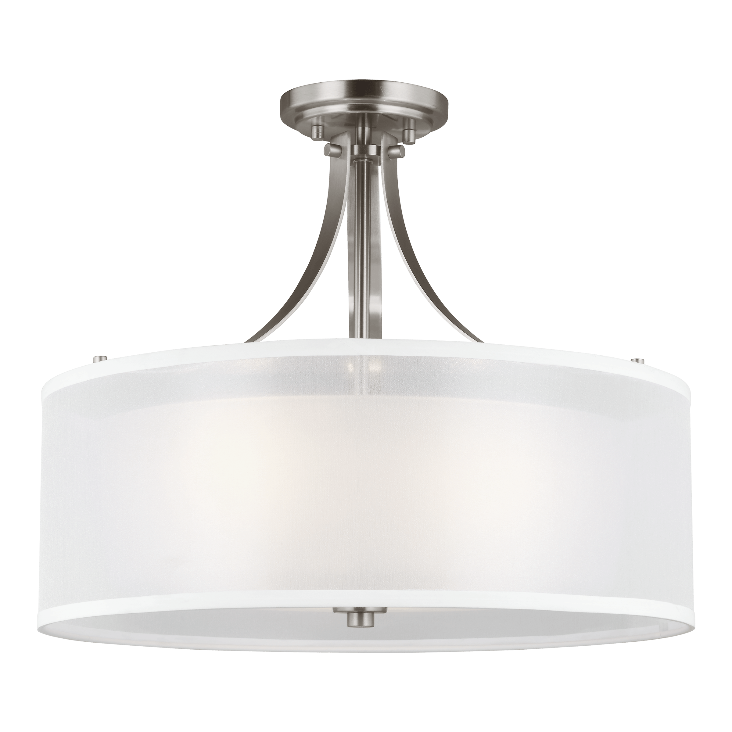 Elmwood Park Three Light Semi-LED Flush Mount - Brushed Nickel Ceiling Sea Gull Lighting 