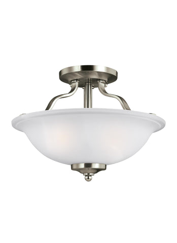 Emmons Two Light Semi-Flush - Brushed Nickel Ceiling Sea Gull Lighting 