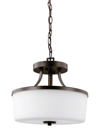 Hettinger Two Light Semi-Flush Convertible Pendant - Burnt Sienna Ceiling Sea Gull Lighting 