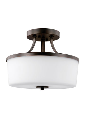 Hettinger Two Light Semi-Flush Convertible LED Pendant - Burnt Sienna Ceiling Sea Gull Lighting 