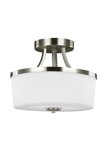 Hettinger Two Light Semi-Flush Convertible LED Pendant - Brushed Nickel Ceiling Sea Gull Lighting 