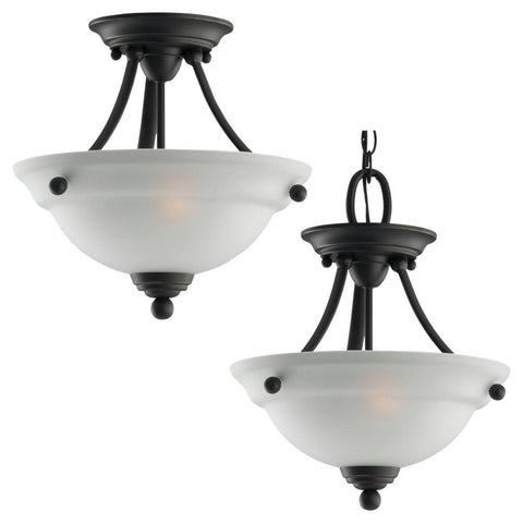 Wheaton Two Light Semi-Flush Convertible Pendant - Heirloom Bronze Ceiling Sea Gull Lighting 