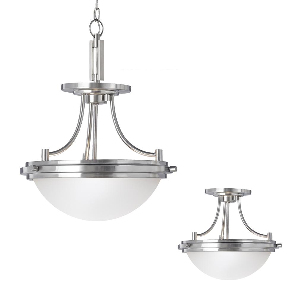 Winnetka Two Light Semi-Flush Convertible Pendant - Brushed Nickel Ceiling Sea Gull Lighting 