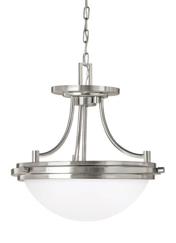 Winnetka Two Light Semi-Flush Convertible LED Pendant - Brushed Nickel Ceiling Sea Gull Lighting 