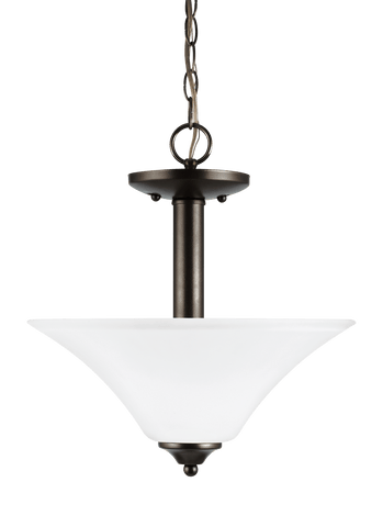 Holman Two Light Semi-Flush Convertible Pendant - Heirloom Bronze Ceiling Sea Gull Lighting 