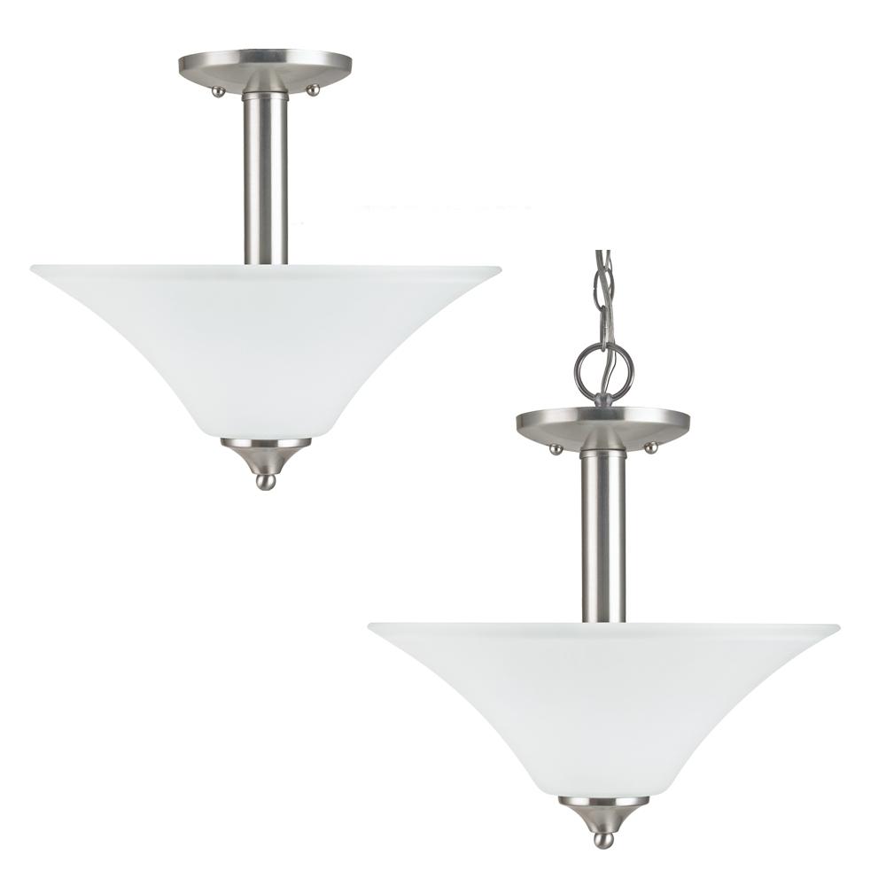 Holman Two Light Semi-Flush Convertible Pendant - Brushed Nickel Ceiling Sea Gull Lighting 