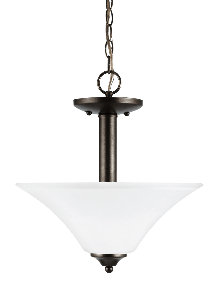 Holman Two Light Semi-Flush Convertible LED Pendant - Heirloom Bronze Ceiling Sea Gull Lighting 