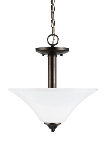 Holman Two Light Semi-Flush Convertible LED Pendant - Heirloom Bronze Ceiling Sea Gull Lighting 