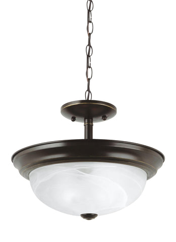 Windgate Two Light Semi-Flush Convertible LED Pendant - Heirloom Bronze Ceiling Sea Gull Lighting 