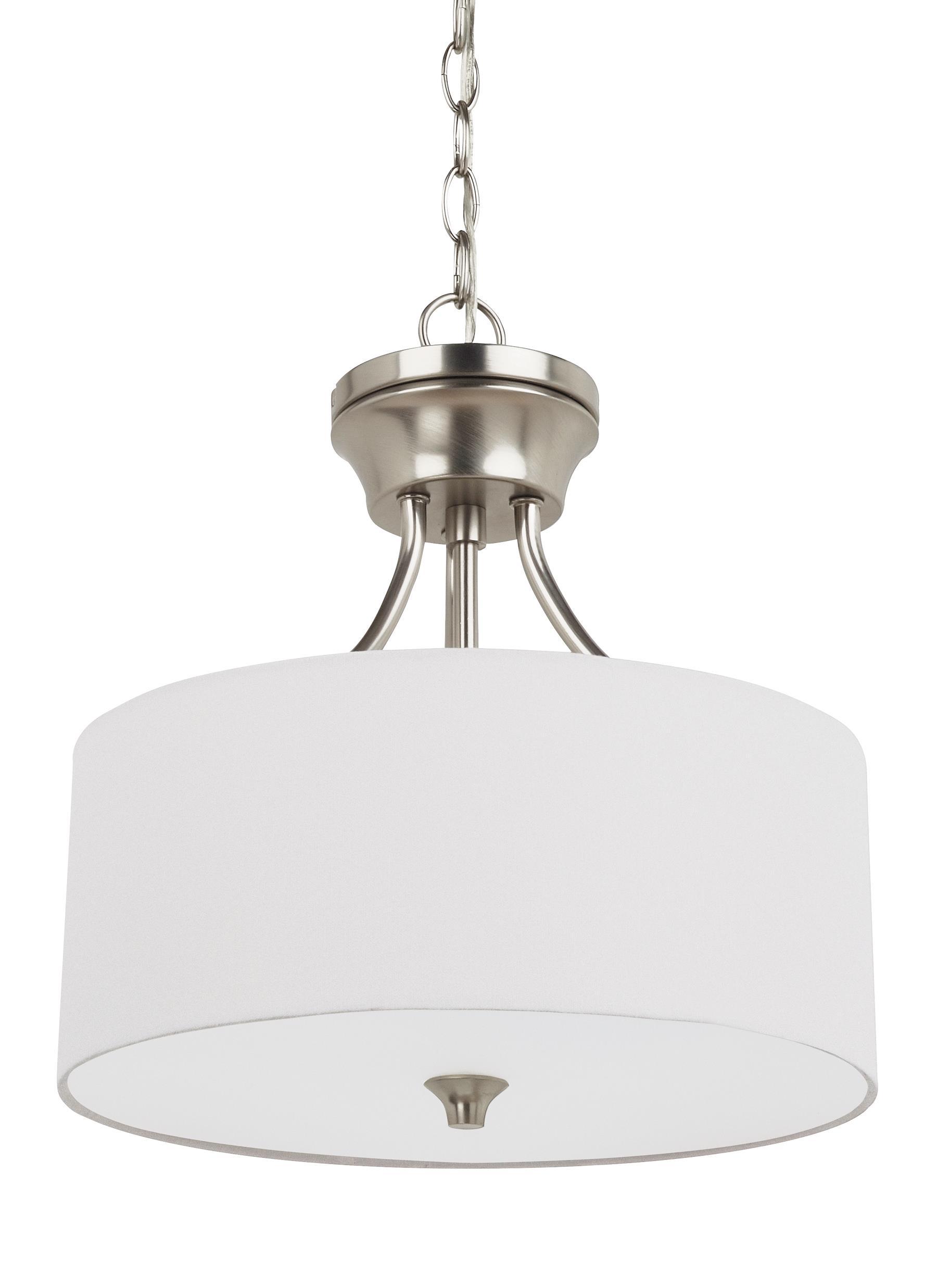 Stirling Two Light Semi-Flush Convertible LED Pendant - Brushed Nickel Ceiling Sea Gull Lighting 