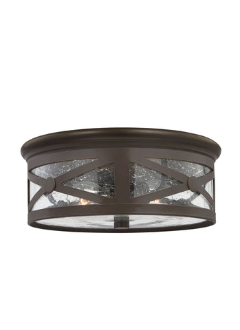 Lakeview Two Light Outdoor Ceiling Flush Mount - Bronze Outdoor Sea Gull Lighting 