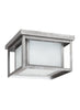 Hunnington Two Light Outdoor Ceiling Flush Mount - Weathered Pewter Outdoor Sea Gull Lighting 