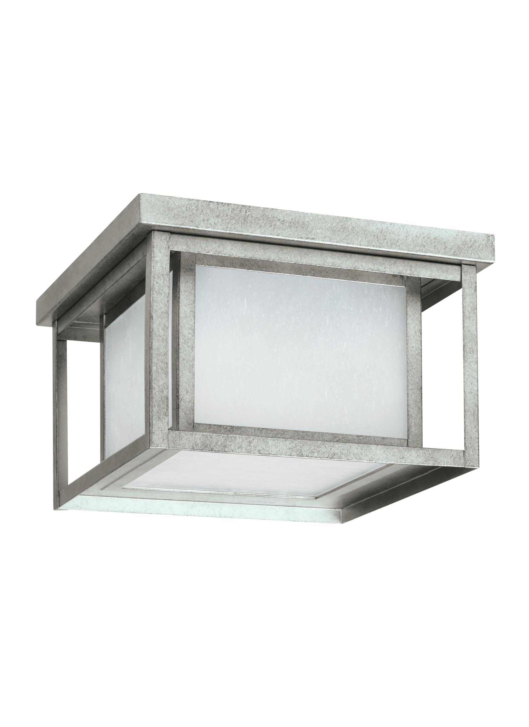 Hunnington Two Light Outdoor Ceiling LED Flush Mount - Weathered Pewter Outdoor Sea Gull Lighting 