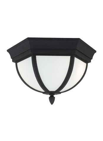 Wynfield Two Light Outdoor Ceiling LED Flush Mount - Black Outdoor Sea Gull Lighting 