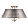 Whitaker 18"w Aged Steel Semi-Flush Ceiling Golden Lighting 