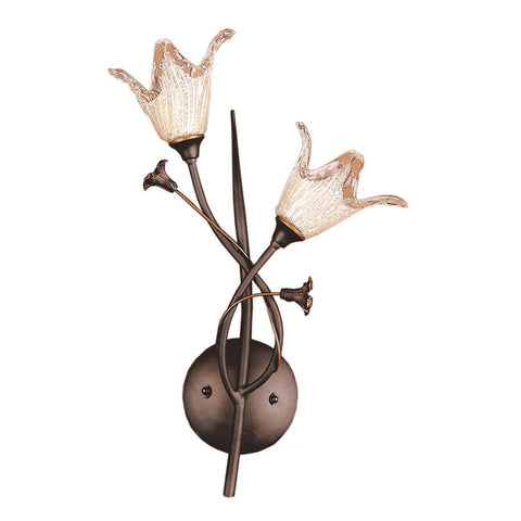 Fioritura 2 Light Wall Sconce In Aged Bronze And Hand Blown Glass Wall Sconce Elk Lighting 