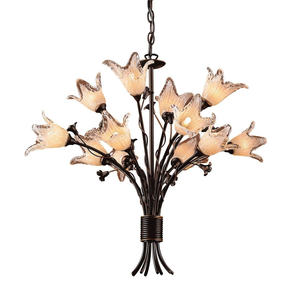 Fioritura 12 Light Chandelier In Deep Rust And Crystal Droplets Ceiling Elk Lighting 